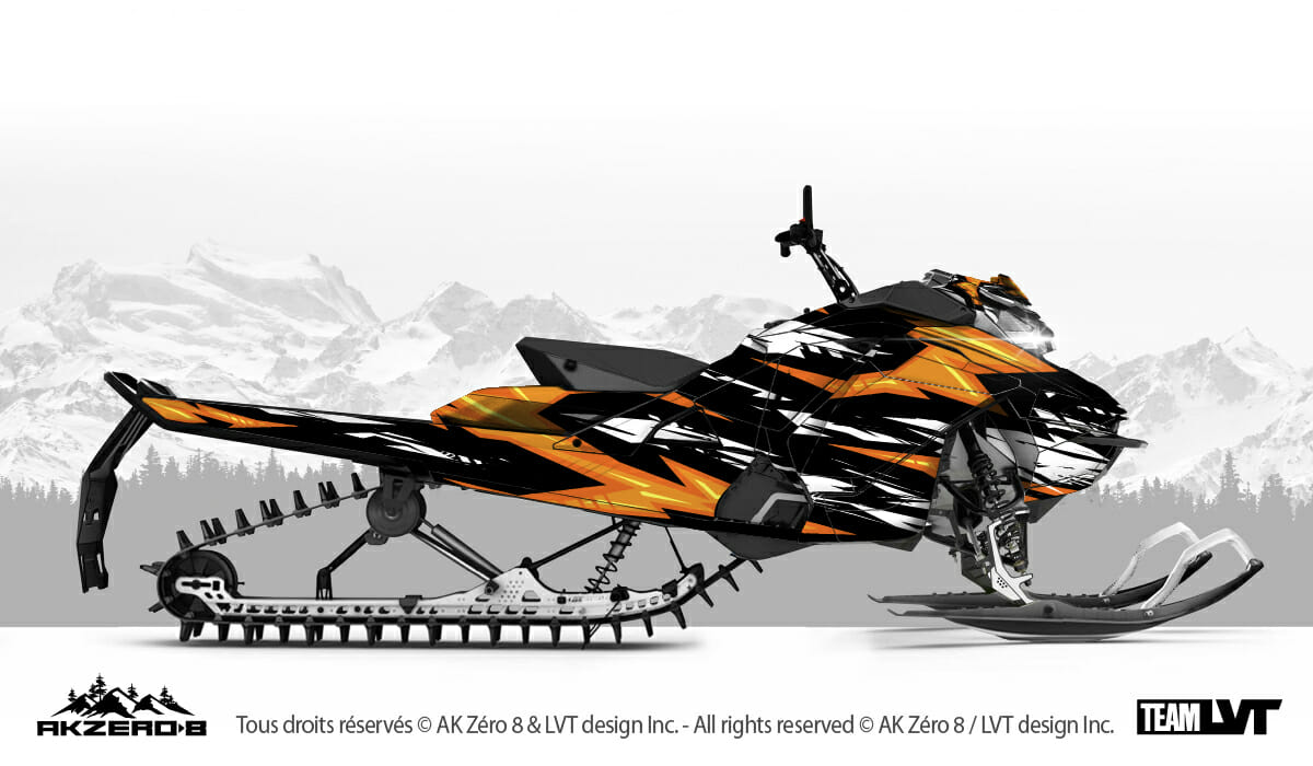 Kit graphique pour motoneige Ski-Doo - Spark couleur orange Kit graphique pour motoneige Ski-Doo - Design de couleur orange