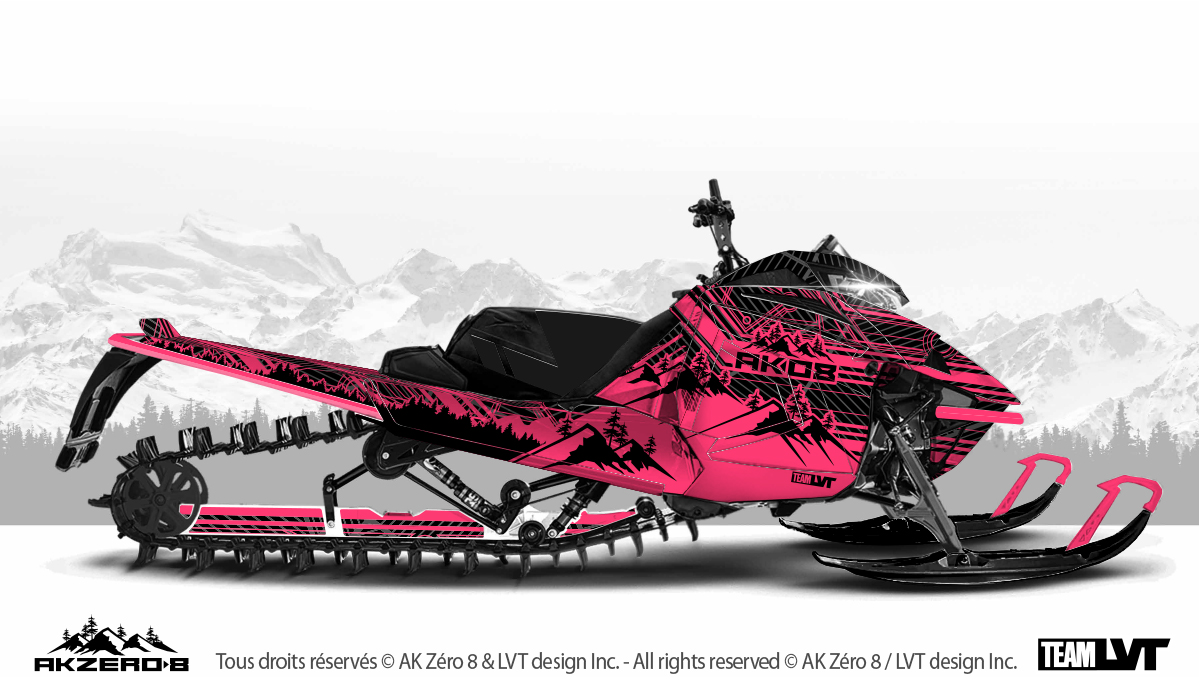 Kit graphique pour motoneige Arctic-Cat - Boreal couleur rose Kit graphique pour motoneige Arctic-Cat - Design de couleur rose