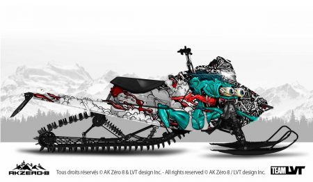Kit graphique pour motoneige Polaris - Design de couleur noir, gris et turquoise