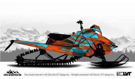 Kit graphique pour motoneige Polaris - Design de couleur orange et bleu